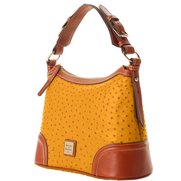 Dooney & Bourke Ostrich Hobo Shoulder Bag - Mustard - Picture 2 of 4
